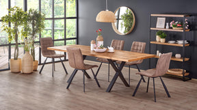 Tavolo allungabile in legno impiallacciato rovere con gambe in acciaio nero Xavier 160x90 cm - allungabile a 250 cm