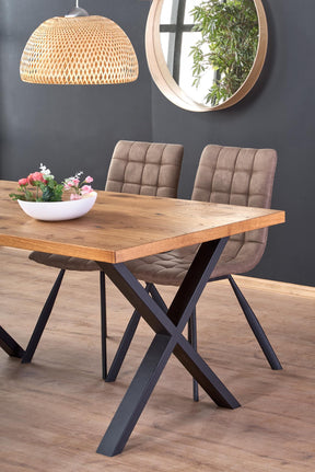 Tavolo allungabile in legno impiallacciato rovere con gambe in acciaio nero Xavier 160x90 cm - allungabile a 250 cm