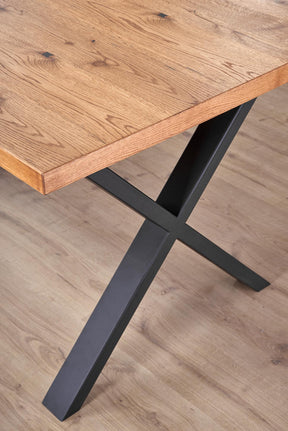 Tavolo allungabile in legno impiallacciato rovere con gambe in acciaio nero Xavier 160x90 cm - allungabile a 250 cm