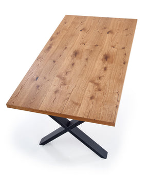 Tavolo allungabile in legno impiallacciato rovere con gambe in acciaio nero Xavier 160x90 cm - allungabile a 250 cm