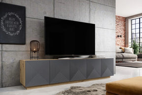 Mobile TV 5 ante in legno laminato Asha 200 x 40 cm