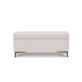 Panca Contenitore Made in Italy Trapuntata in Tessuto Cinigliato Beige - CORBARA 110x50 cm