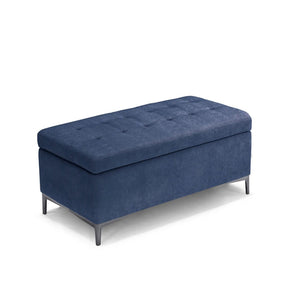 Panca Contenitore Made in Italy Trapuntata in Tessuto Cinigliato Blu - CORBARA 110x50 cm