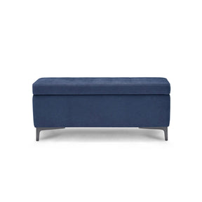Panca Contenitore Made in Italy Trapuntata in Tessuto Cinigliato Blu - CORBARA 110x50 cm
