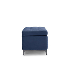 Panca Contenitore Made in Italy Trapuntata in Tessuto Cinigliato Blu - CORBARA 110x50 cm