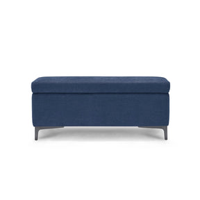 Panca Contenitore Made in Italy in Tessuto Cinigliato Blu - AVIGLIANA 110x50 cm