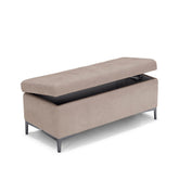 Panca Contenitore Made in Italy Trapuntata in Tessuto Cinigliato Camel - CORBARA 110x50 cm