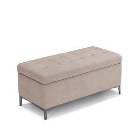 Panca Contenitore Made in Italy Trapuntata in Tessuto Cinigliato Camel - CORBARA 110x50 cm