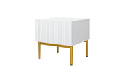 Set 2 Comodini Nicole 1 cassetto 46x45 cm piede in metallo oro