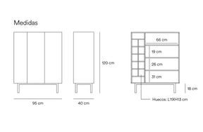 Credenza 3 ante rosso Arista di Teulat 95x120 cm