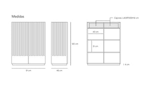 Credenza 2 ante nero Doric di Teulat 91x120 cm