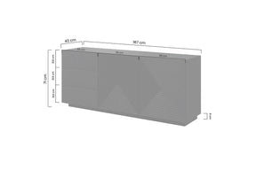 Madia 2 ante 3 cassetti in legno laminato Asha 167x43 cm