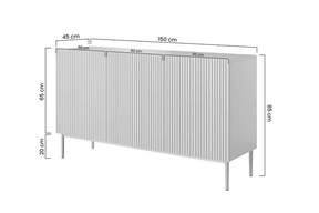 Madia 3 ante con piede in metallo nero Nicole 150x45 cm