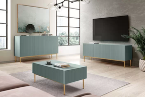 Madia 3 ante con piede in metallo oro Nicole 150x45 cm
