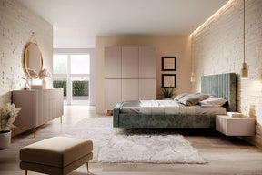 Madia 2 ante 3 cassetti centrali con piede in metallo oro Nicole 150x45 cm