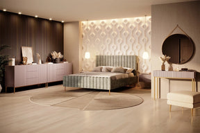 Madia 2 ante 3 cassetti centrali con piede in metallo oro Nicole 150x45 cm