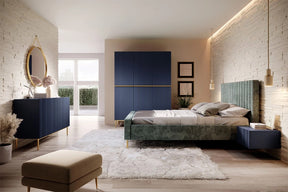 Madia 2 ante 3 cassetti centrali con piede in metallo oro Nicole 150x45 cm