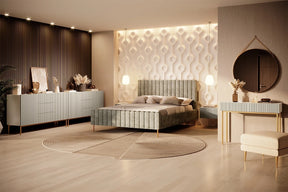 Madia 2 ante 3 cassetti centrali con piede in metallo oro Nicole 150x45 cm