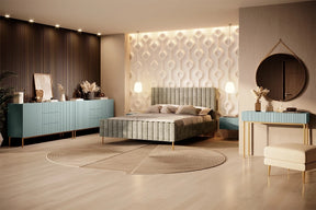 Madia 2 ante 3 cassetti centrali con piede in metallo oro Nicole 150x45 cm