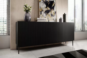 Madia 4 ante con piede in metallo nero Nicole 200x45 cm