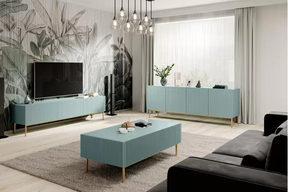Madia 4 ante con piede in metallo oro Nicole 200x45 cm
