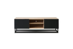 Mobile TV 2 ante a ribalta in legno laminato con piede in metallo Loftia 160x37 cm
