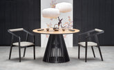 Tavolo tondo in MDF impiallacciato rovere e piede nero Miyaki Ø 120 cm