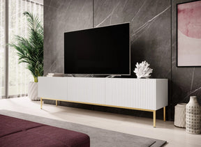 Mobile TV 2 ante a ribalta 1 cassetto con piede in metallo oro Nicole 200x45 cm