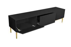 Mobile TV 2 ante a ribalta 1 cassetto con piede in metallo oro Nicole 200x45 cm