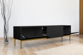 Mobile TV 2 ante a ribalta 1 cassetto con piede in metallo oro Nicole 200x45 cm