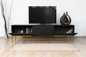 Mobile TV 2 ante a ribalta 1 cassetto con piede in metallo oro Nicole 200x45 cm