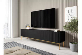 Mobile TV 2 ante a ribalta 1 cassetto con piede in metallo oro Nicole 200x45 cm