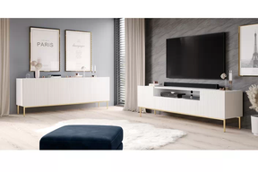 Madia 4 ante con piede in metallo oro Nicole 200x45 cm