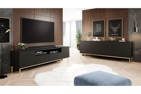 Madia 4 ante con piede in metallo oro Nicole 200x45 cm