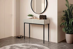 Consolle 2 cassetti con piede in metallo nero Nicole 100x82 cm