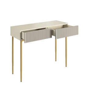 Consolle cachemire 2 cassetti con piede in metallo oro Nicole 100x82 cm