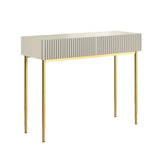 Consolle cachemire 2 cassetti con piede in metallo oro Nicole 100x82 cm