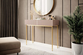 Consolle 2 cassetti con piede in metallo oro Nicole 100x82 cm