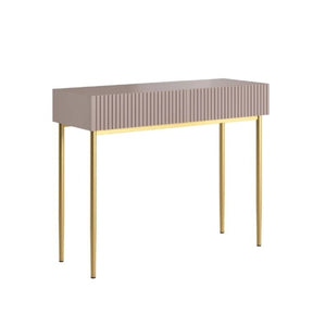 Consolle 2 cassetti con piede in metallo oro Nicole 100x82 cm