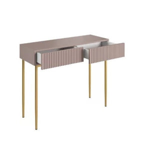 Consolle 2 cassetti con piede in metallo oro Nicole 100x82 cm