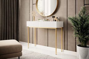 Consolle 2 cassetti con piede in metallo oro Nicole 100x82 cm