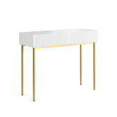 Consolle 2 cassetti con piede in metallo oro Nicole 100x82 cm