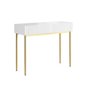 Consolle 2 cassetti con piede in metallo oro Nicole 100x82 cm