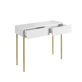 Consolle 2 cassetti con piede in metallo oro Nicole 100x82 cm