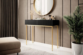 Consolle 2 cassetti con piede in metallo oro Nicole 100x82 cm