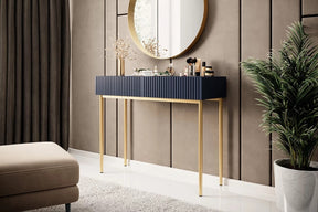 Consolle 2 cassetti con piede in metallo oro Nicole 100x82 cm