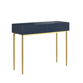 Consolle 2 cassetti con piede in metallo oro Nicole 100x82 cm