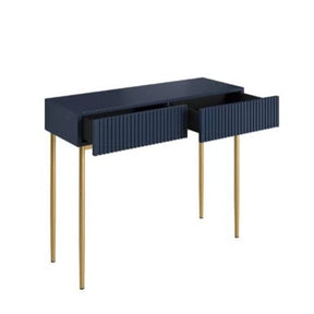 Consolle 2 cassetti con piede in metallo oro Nicole 100x82 cm