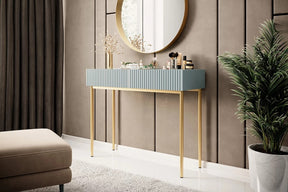 Consolle 2 cassetti con piede in metallo oro Nicole 100x82 cm
