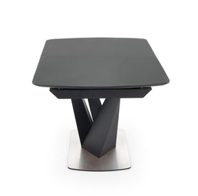 Tavolo allungabile in vetro grigio scuro con gambe in acciaio nero Patrizio 160x90 cm - allungabile fino a 200 cm
